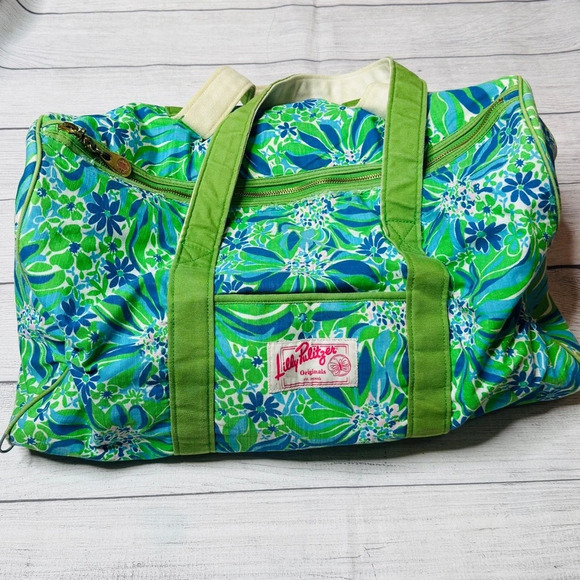 Lilly Pulitzer Floral Beach Coastal Green‎ Duffle Weekend Travel Bag - Picture 1 of 9